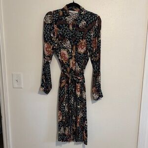Floral Long-Sleeve Midi Shirtdress